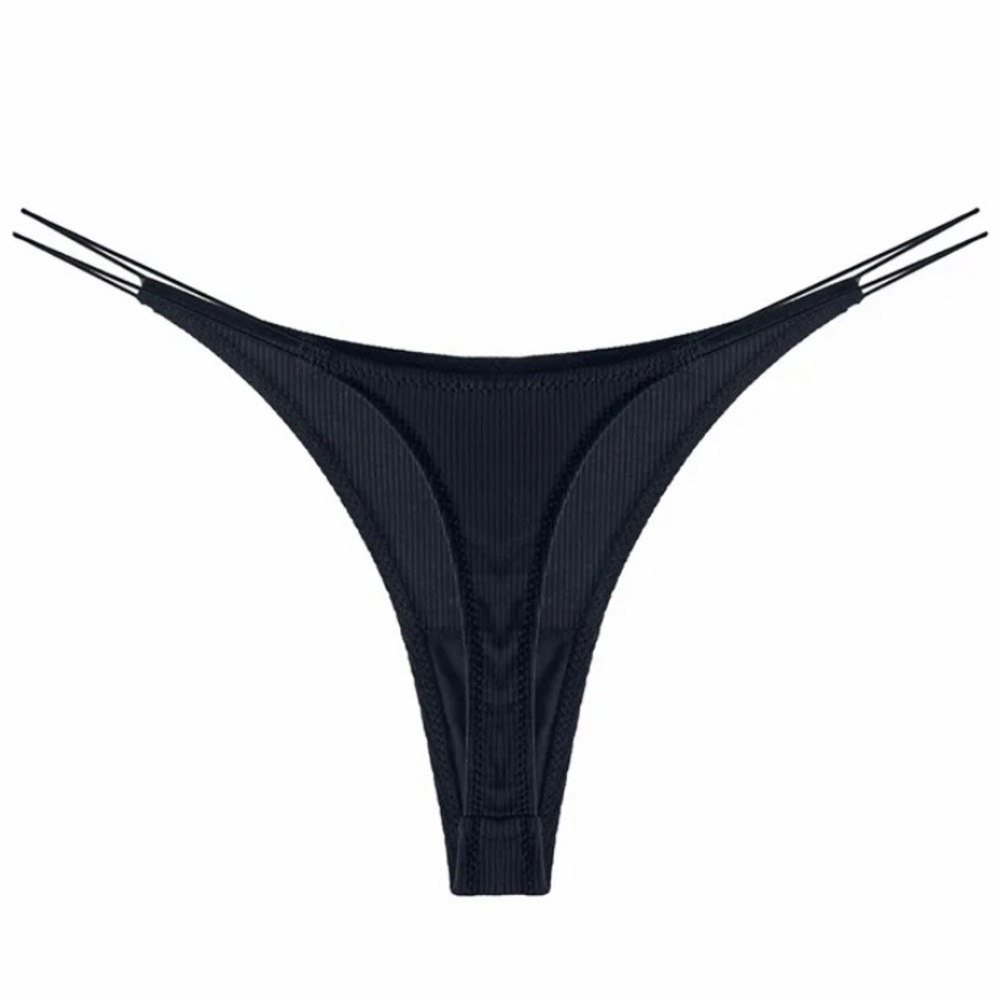 Three Pack Ribbed Style Thong Panties - Picture 7 of 11